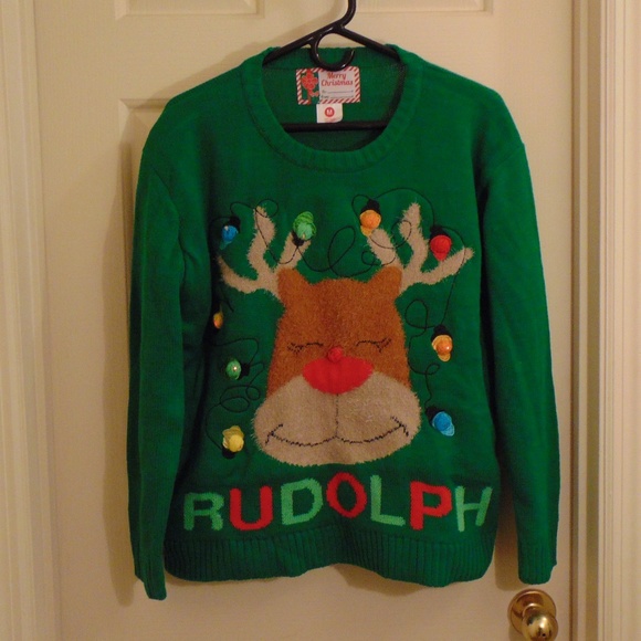 Sweaters - Rudolph Light Up Ugly Christmas Sweater Medium